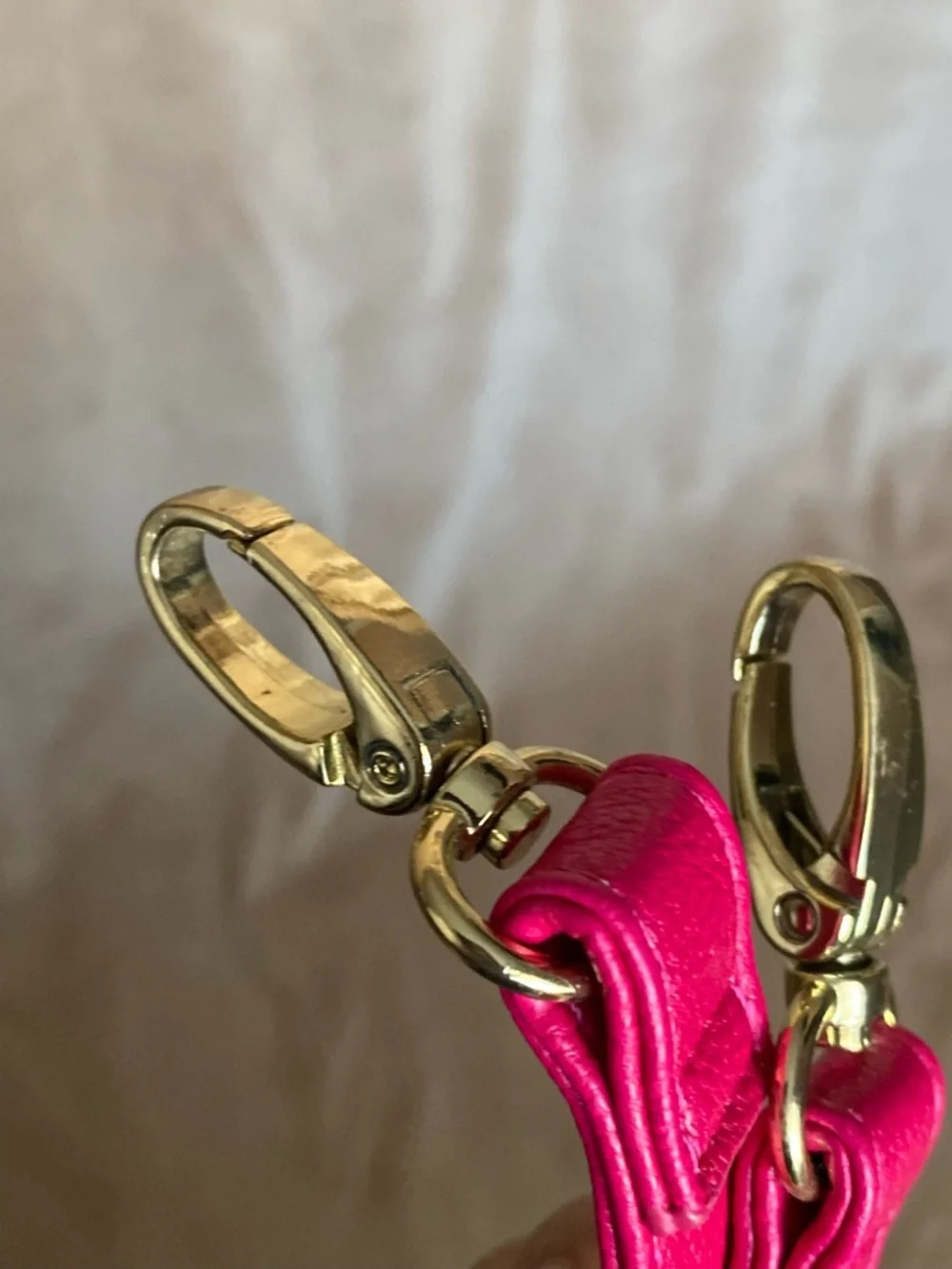 Hot Pink Crossbody Strap with Gold Hardware - Picture 3 of 4